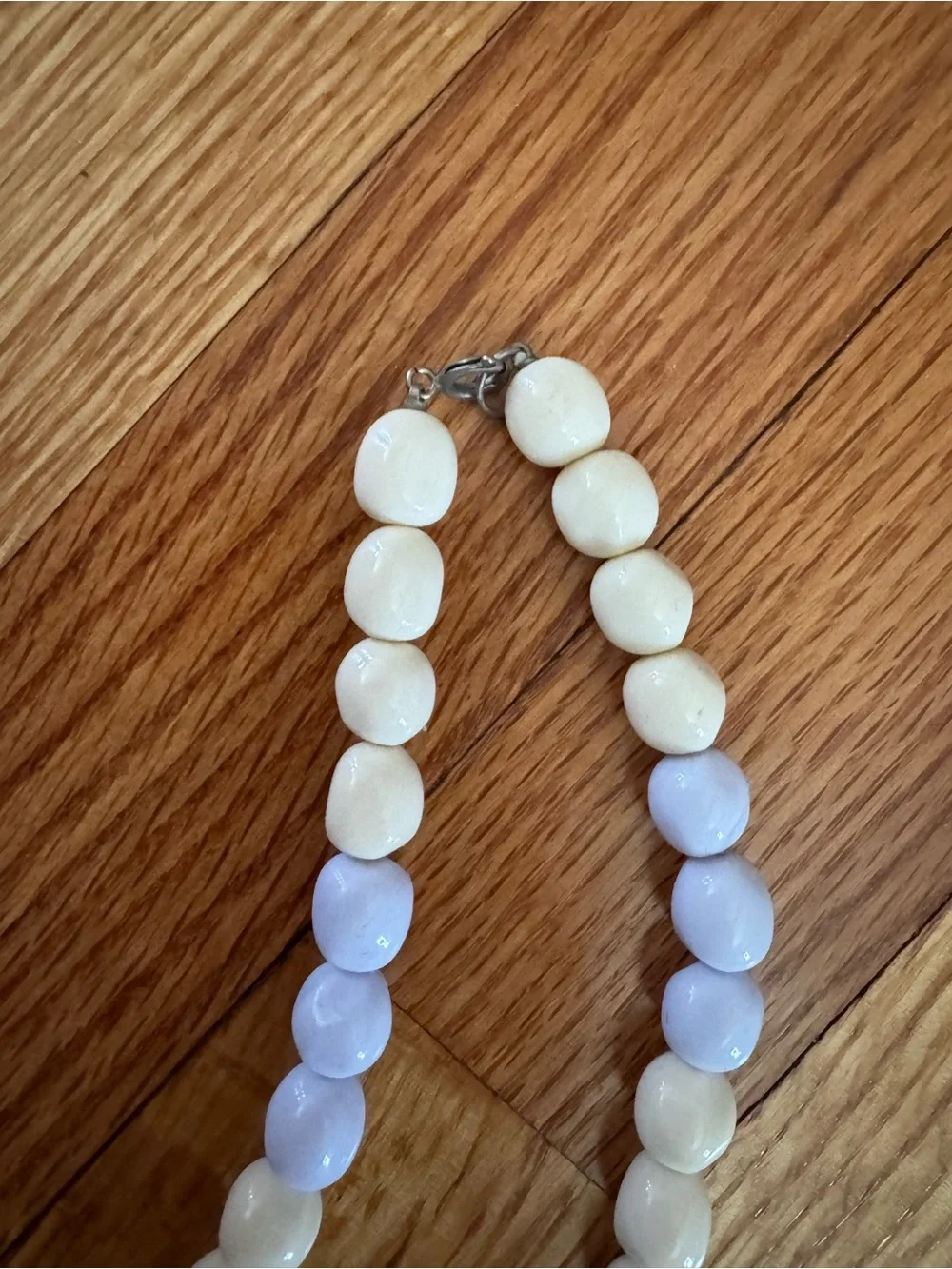 Vintage Pastel Beaded Statement Necklaces in Cream and Light Lavender
